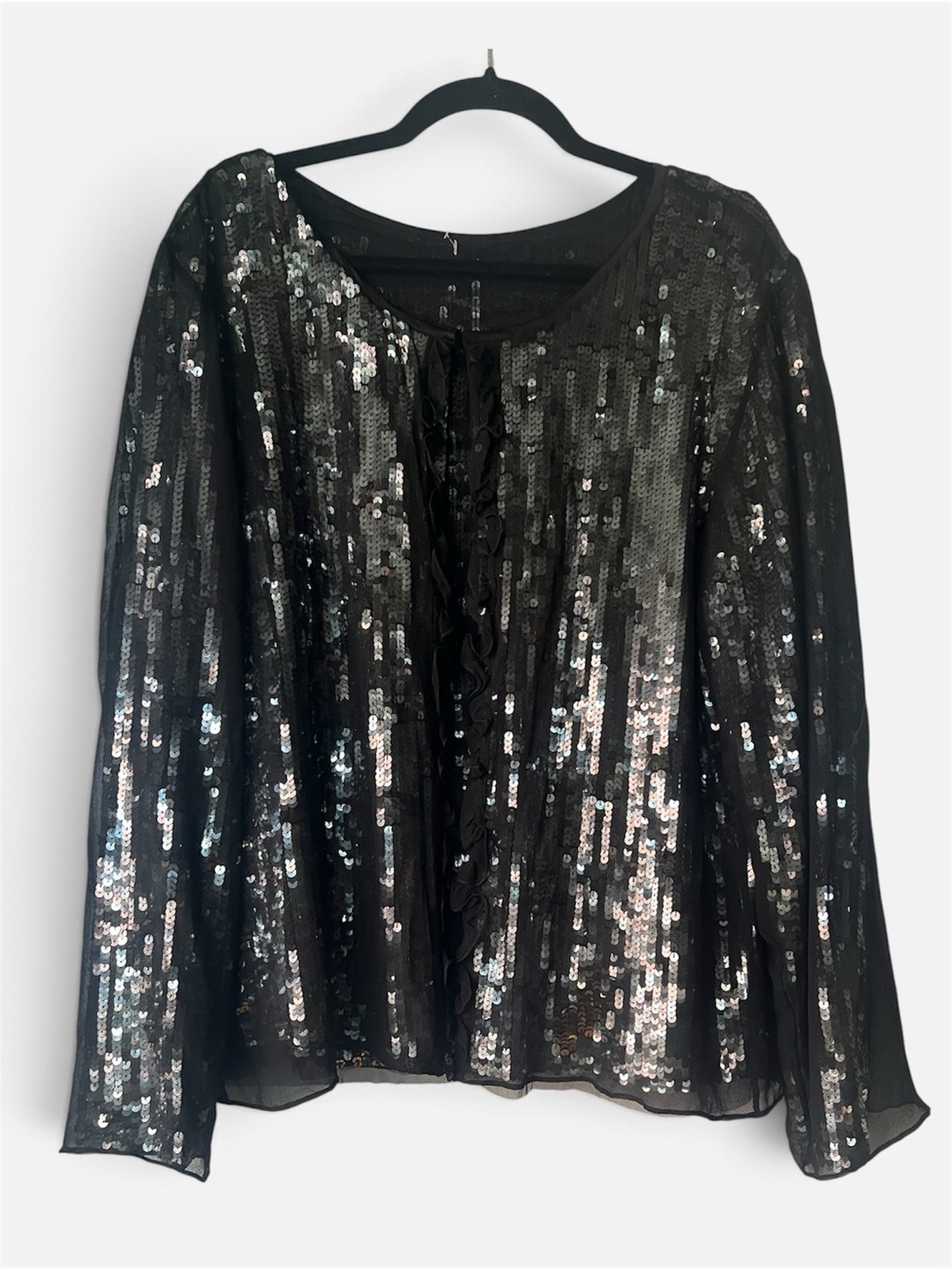Super chic vintage sequin jacket with silk chiffon overlay
